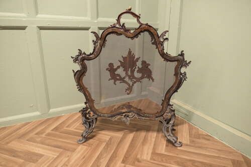 A Superb French Brass Rococo Spark Guard, Fire Screen photo buy