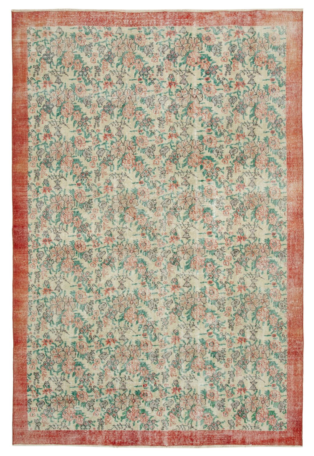Handmade Beige Turkish Vintage Area Rug 213 Cm X 310 Cm
