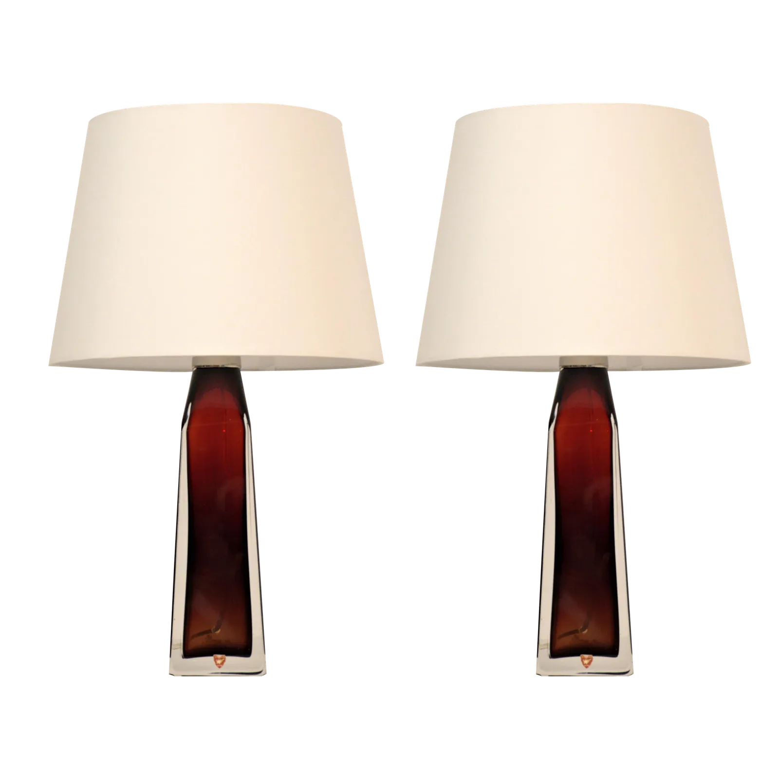 Red Core Doublecoated Glass Table Lamps By Carl Fagerlund For Orrefors, 1950s, Set Of 2