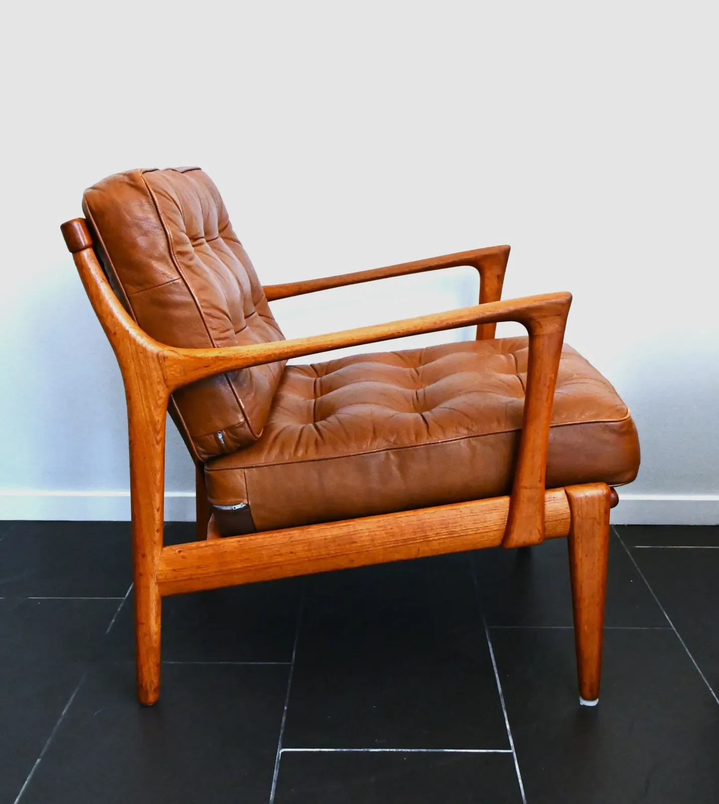 Swedish Teak And Leather Kuba Armchairs By Bertil Fridhagen For Br. Andersson, 1950s, Set Of 2 photo furniture