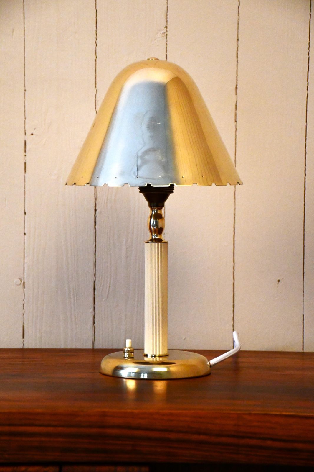 Very Rare Swedish Grace Period, Brass Table Lamp By Harald Notini For Böhlmarks 1930s photo vintage