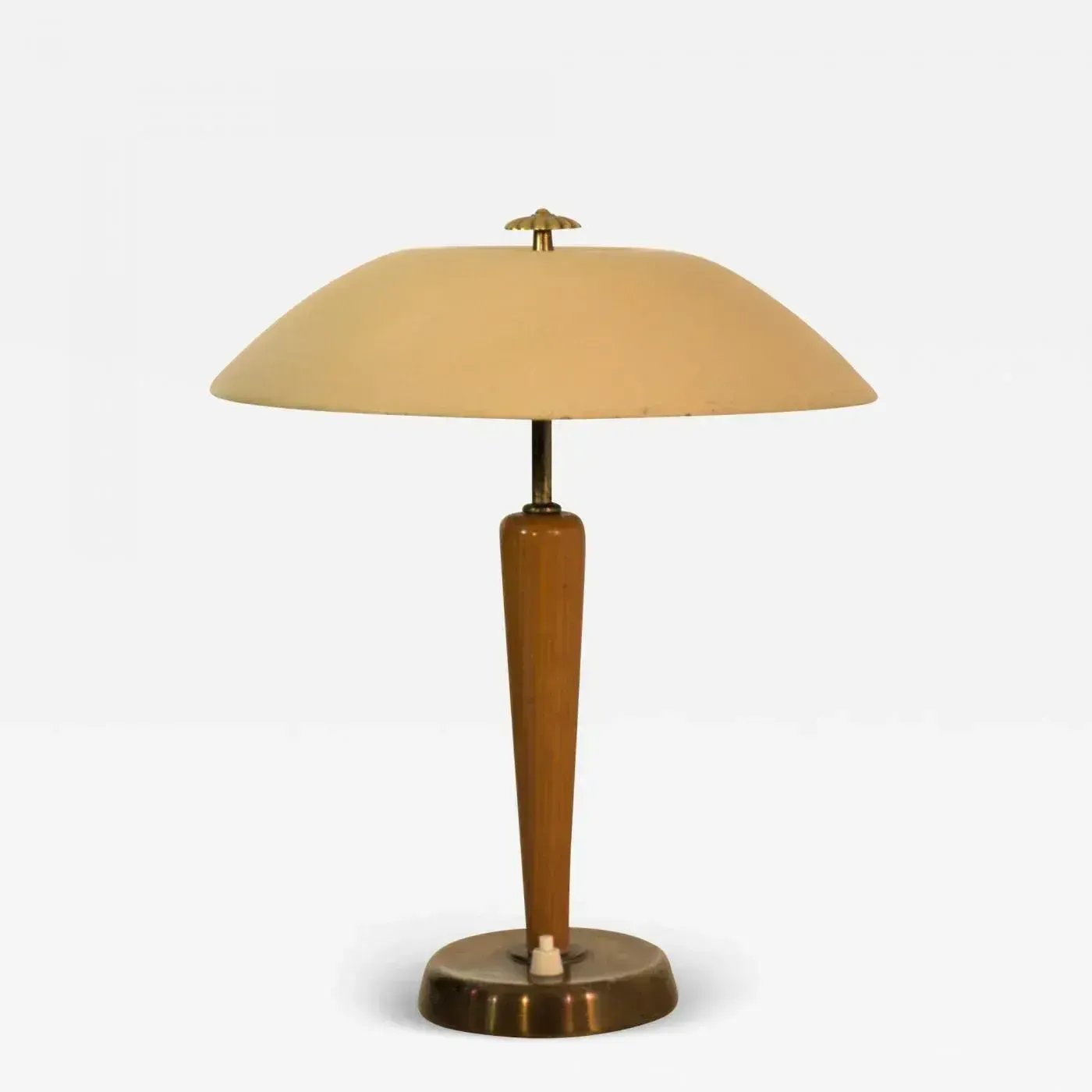 photo vinterior Swedish Grace Period Brass And Oakwood Table Lamp By Böhlmarks, 1920s