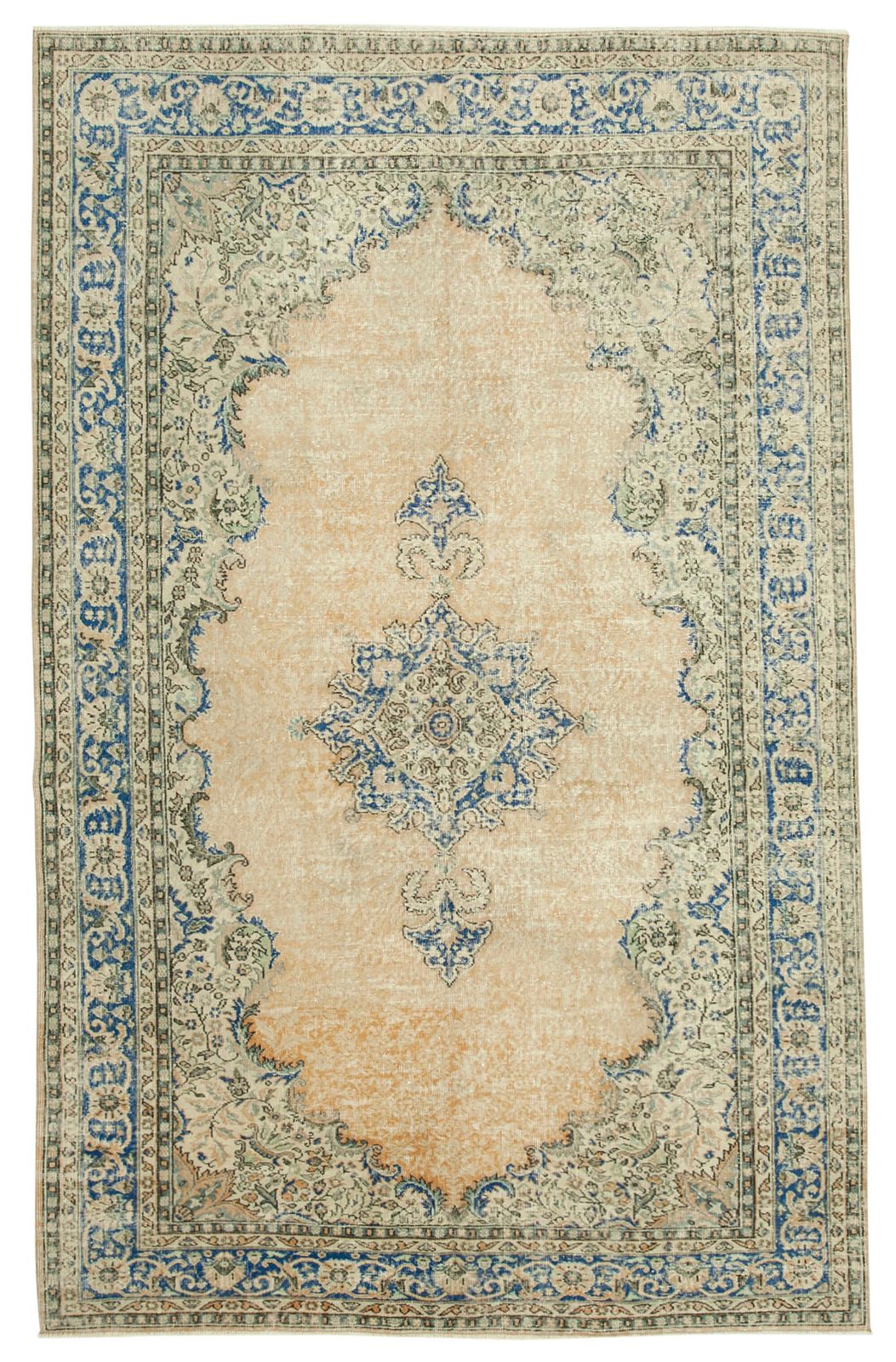 Handmade Beige Turkish Vintage Area Rug 207 Cm X 326 Cm