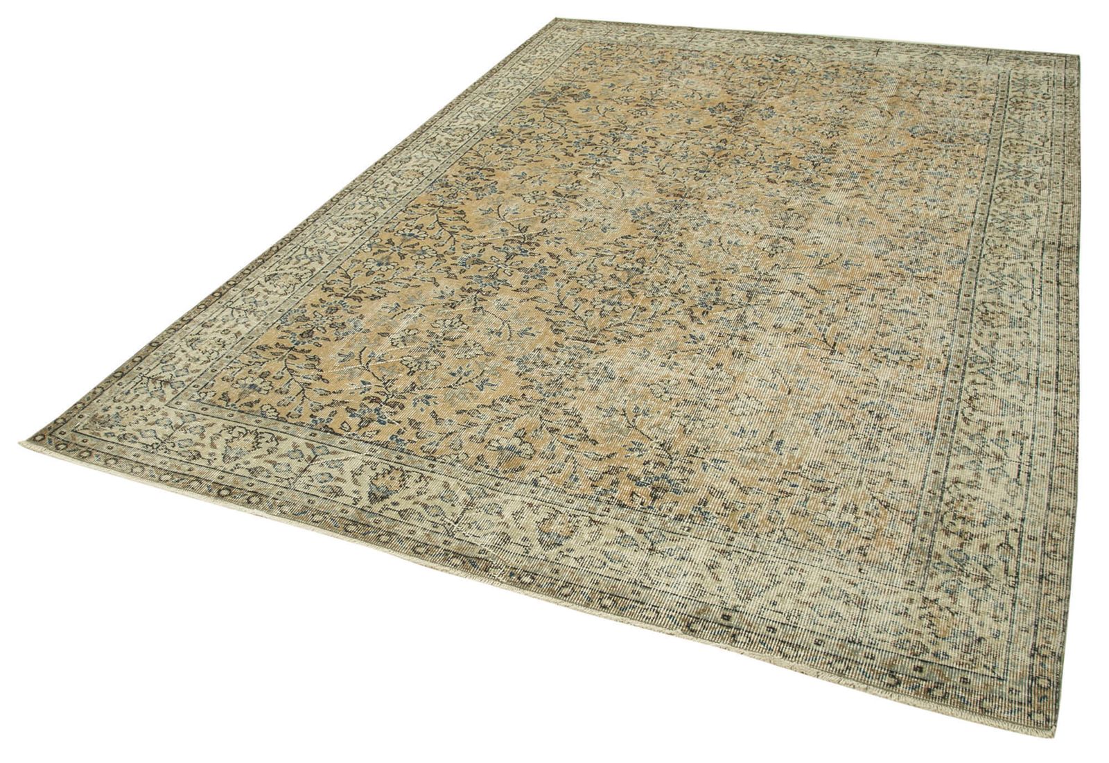 Handmade Beige Turkish Vintage Area Rug 206 Cm X 296 Cm photo for sale