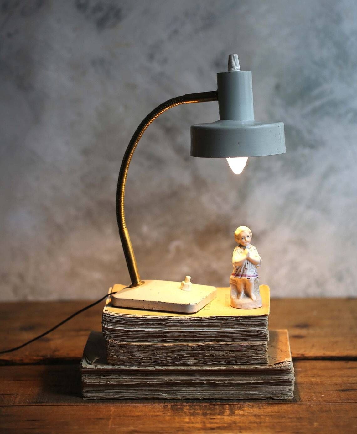 Small Gooseneck Lamp French Grey Vintage Desk Light Working Office Table Reading Lamp