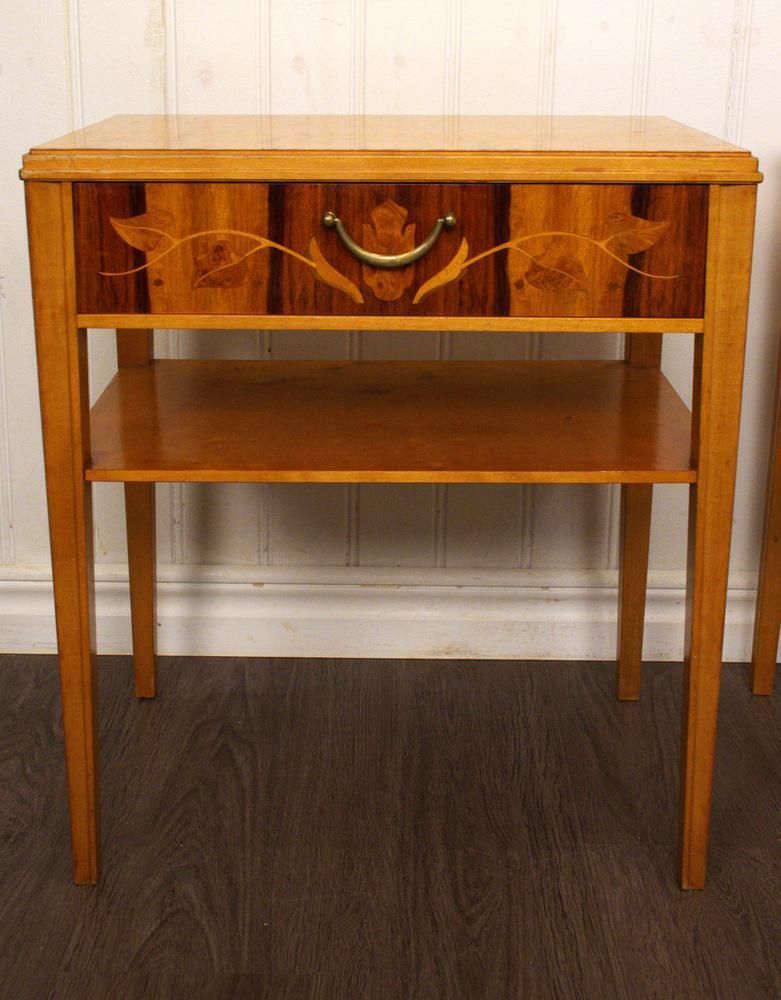 Vintage Swedish Bedside Tables In Walnut And Birch, 1940s, Set Of 2 photo 1823.0