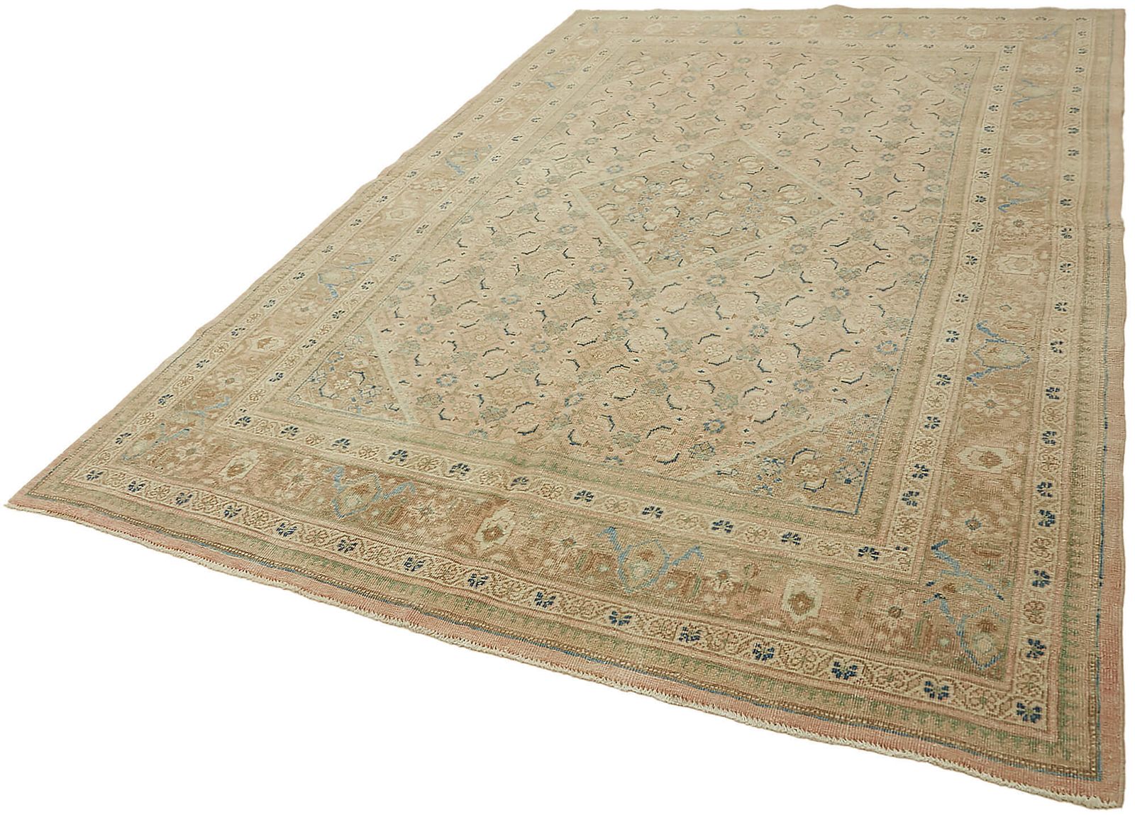 Handmade Beige Vintage Large Area Rug 208 Cm X 318 Cm photo for sale