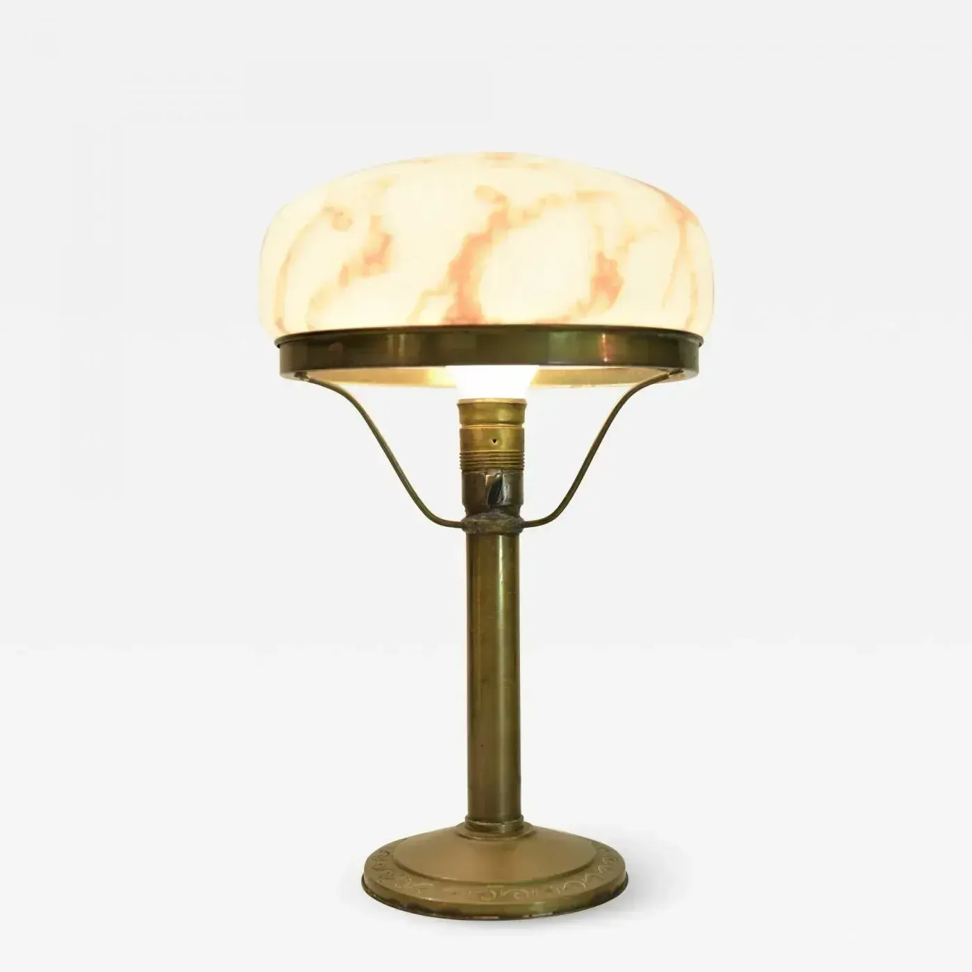 825.0 Art Nouveau Brass And Glass Table Lamp, Sweden, 1920s photo