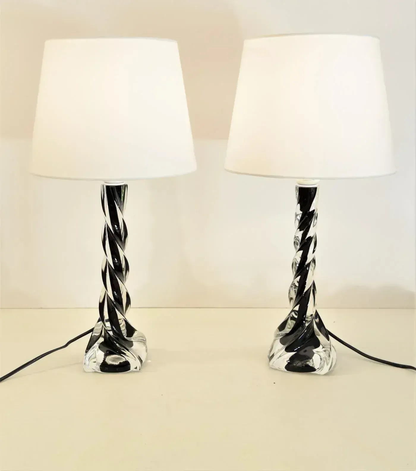 Table Lamps By Paul Kedelv For Flygsfors Glasbruk, 1950s, Set Of 2 photo for sale