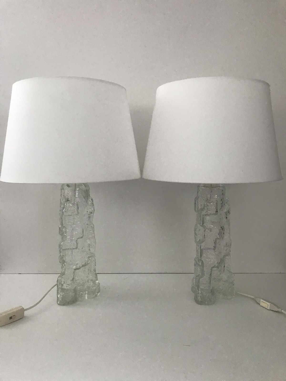 Swedish Art Glass Reijmyre Glasbruk Table Lamps, 1970s, Set Of 2 photo for sale