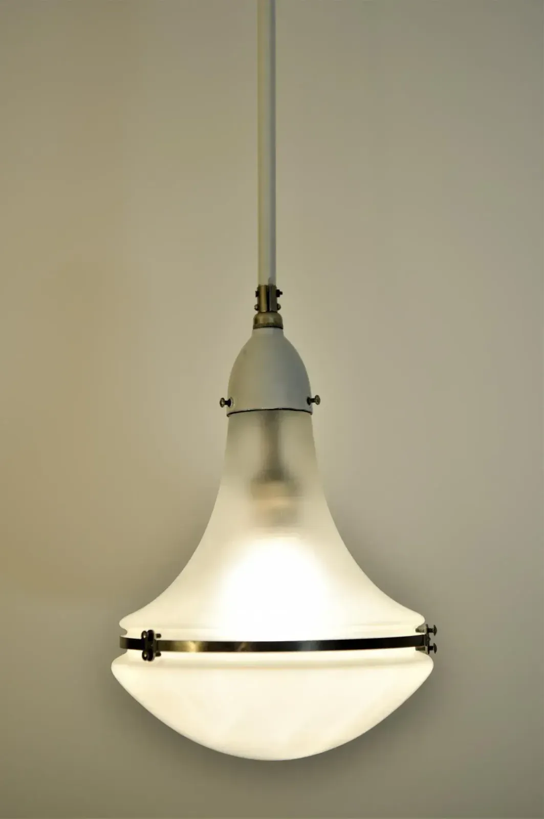photo furniture German White Enamelled Copper And Steel Luzette Pendant By Peter Behrensaeg, 1920s