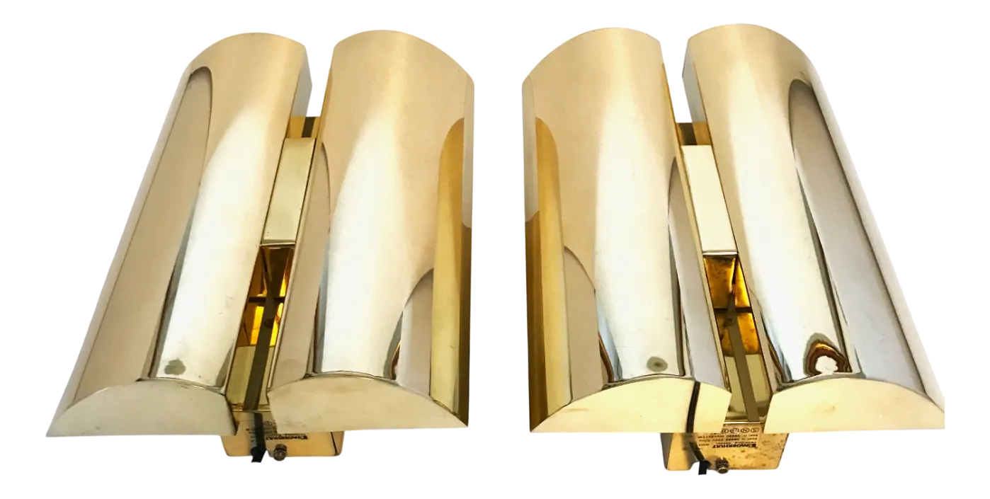 Swedish Brass Wall Sconces By Falkenbergs Belysning Ab, 1980s, Set Of 2