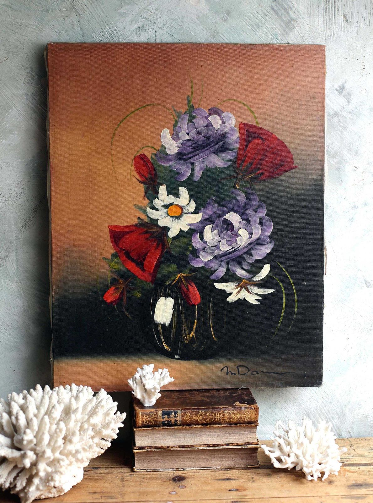 Original Oil Painting On Canvas Contemporary Style French Flowers Floral Still Life Signed photo Art