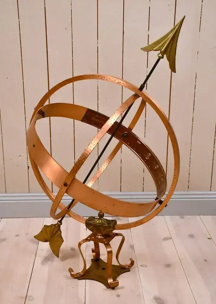 Large Swedish Wrought Iron, Brass And Copper Garden Sundial, 1960s photo 948.0