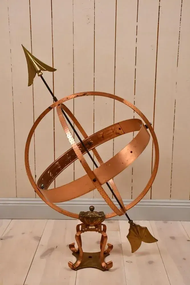948.0 Large Swedish Wrought Iron, Brass And Copper Garden Sundial, 1960s photo