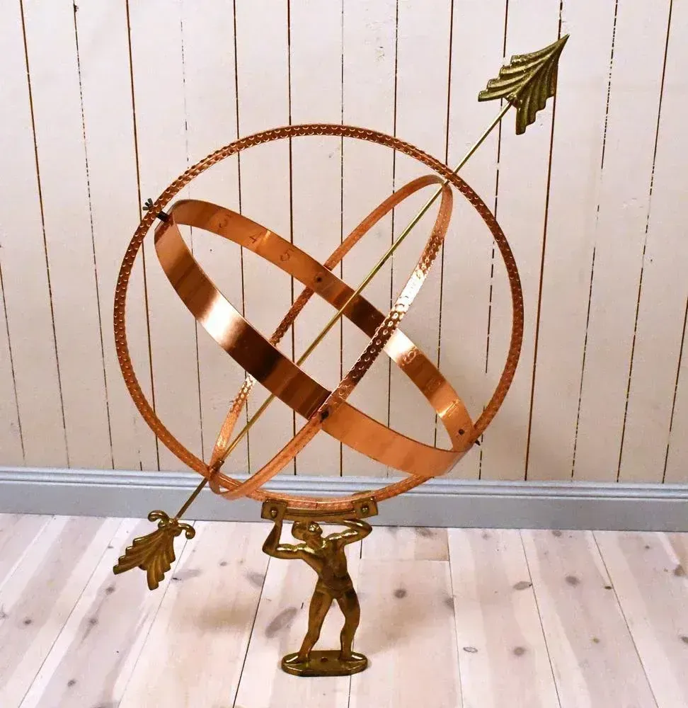 Large Swedish Wrought Copper Garden Sundial, 1960s photo furniture
