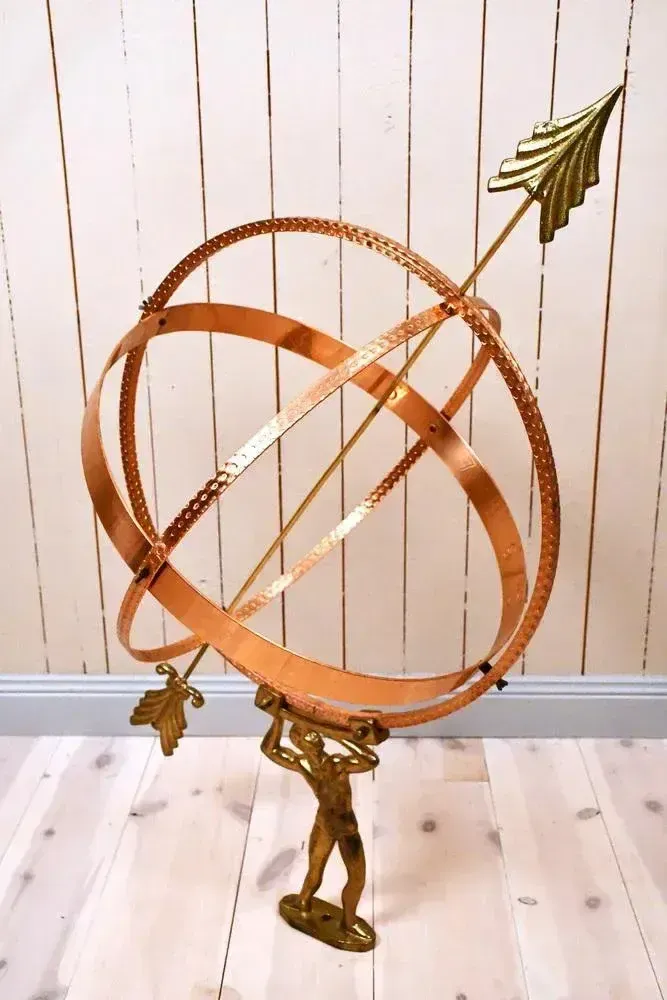Large Swedish Wrought Copper Garden Sundial, 1960s photo Garden Decor