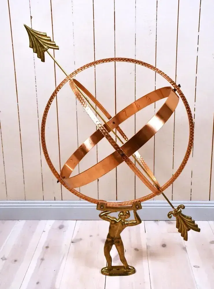 Garden Decor Large Swedish Wrought Copper Garden Sundial, 1960s photo