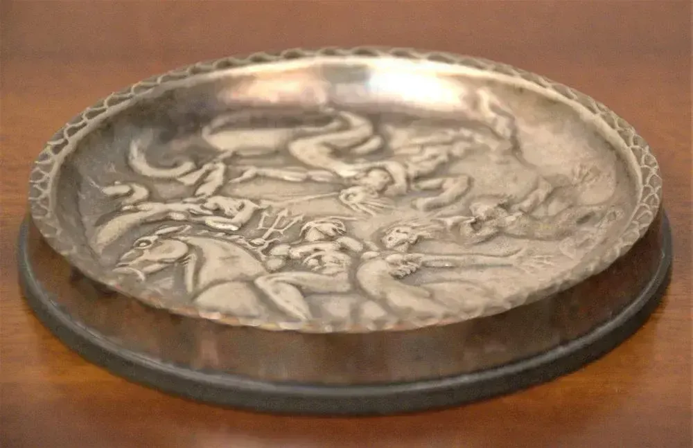 Swedish Gab Sterlingsilver And Bakelite Coasters, Made After Carl Milles "Play Of The Winds" photo for sale