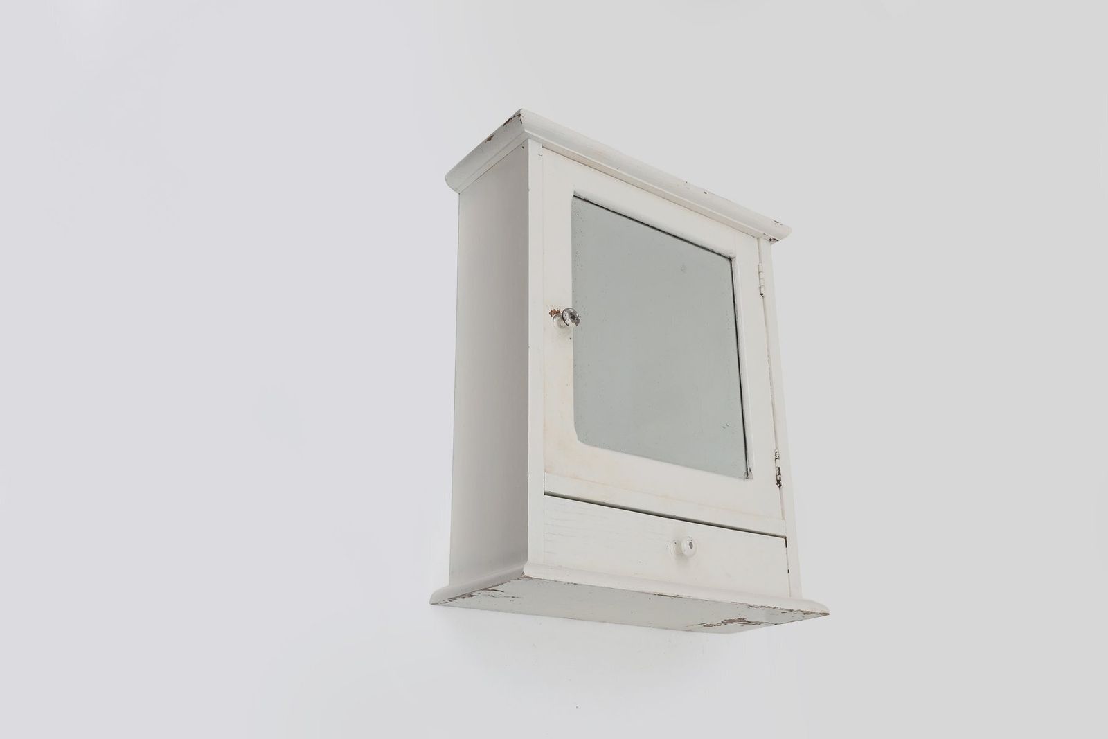 Art Deco French White Oak Mirrored Medicine Cabinet, 1920s photo Furniture
