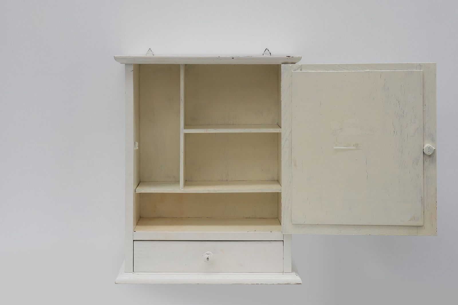 Art Deco French White Oak Mirrored Medicine Cabinet, 1920s photo vintage