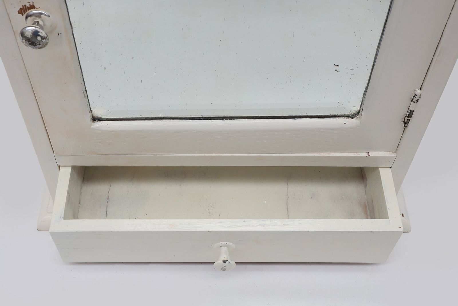 photo furniture Art Deco French White Oak Mirrored Medicine Cabinet, 1920s