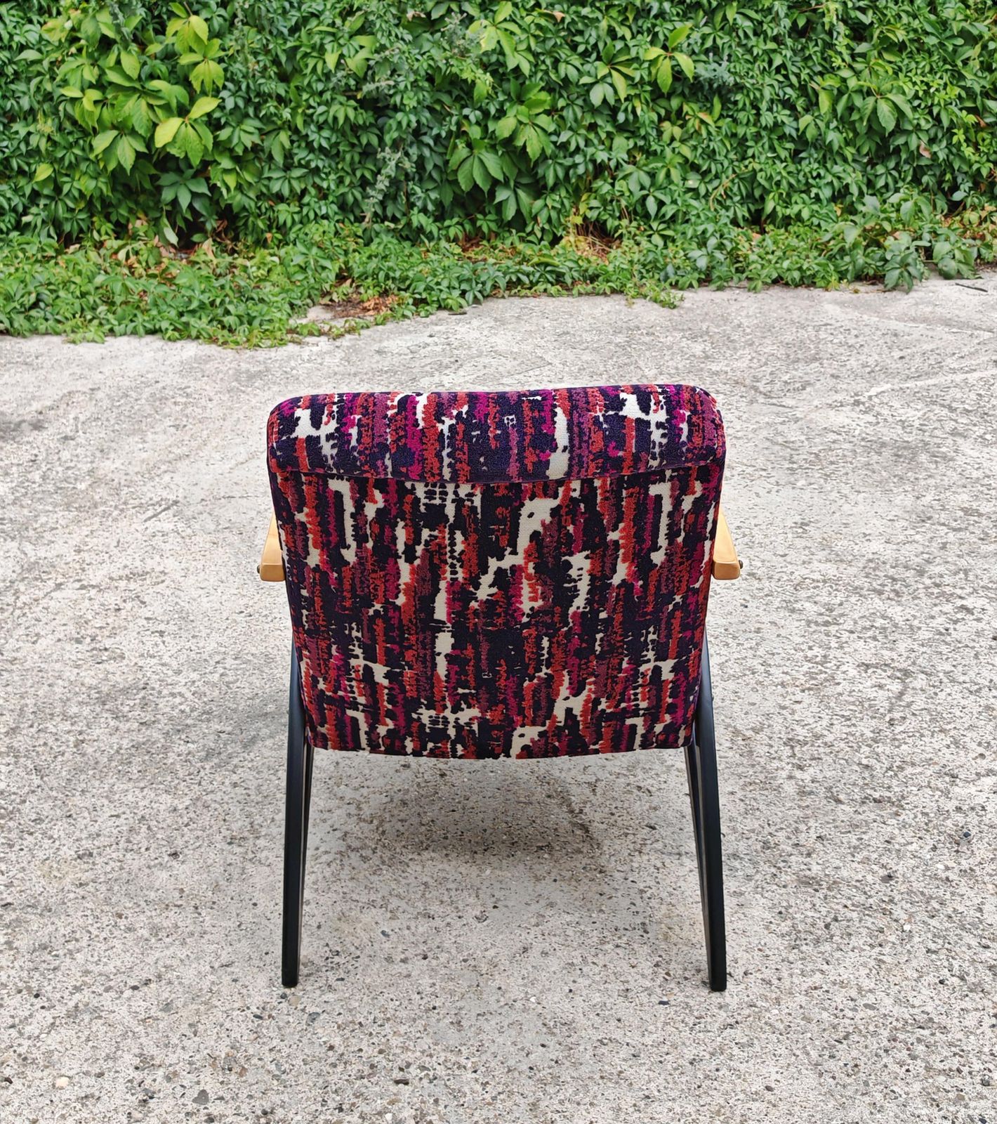 Furniture Pair Of Mid Century Modern Armchairs "Gazelle" Featuring Uniquely Shaped Lines photo
