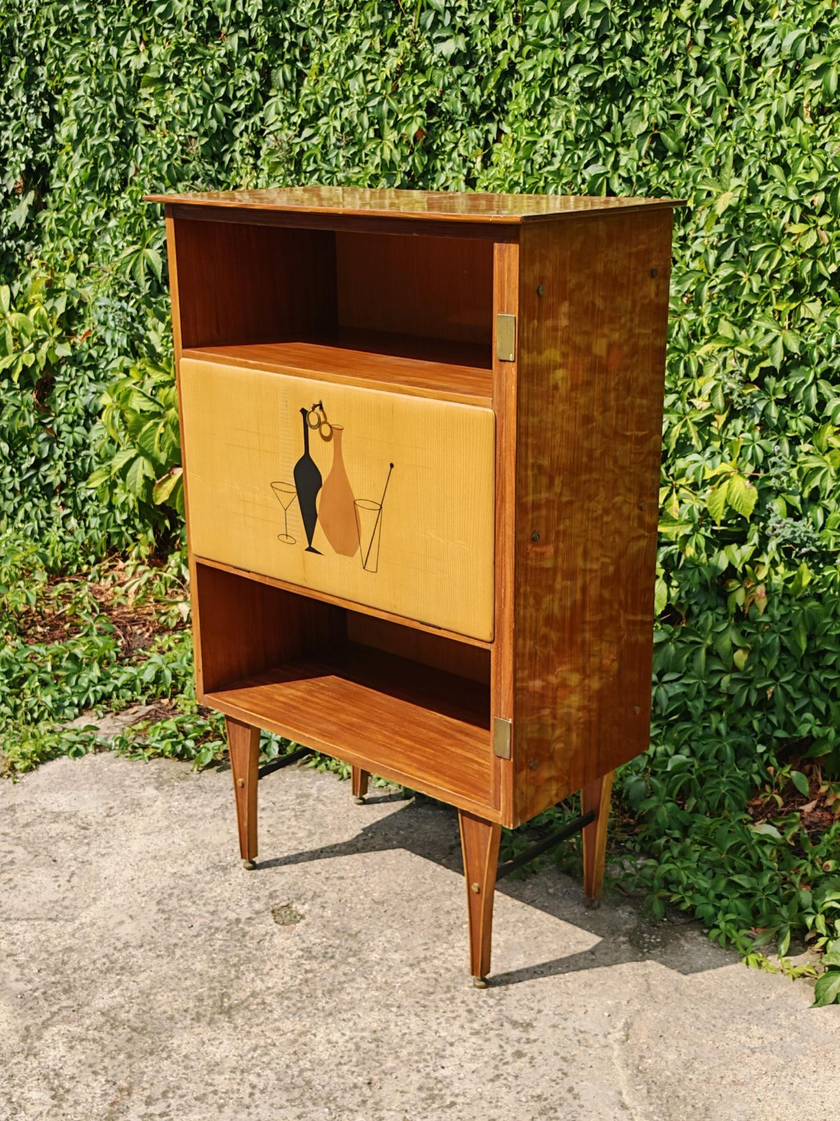 Mid Century Modern Dry Bar Cabinet Done In Mahogany, Italy 1950s photo for sale