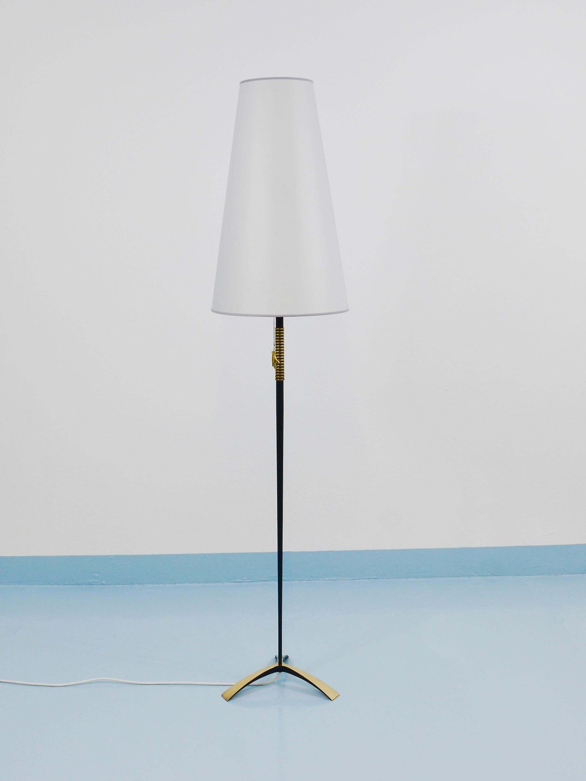 photo furniture Rupert Nikoll Midcentury Brass Floor Lamp, Carl Aubock Hand Switch Austria, 1950