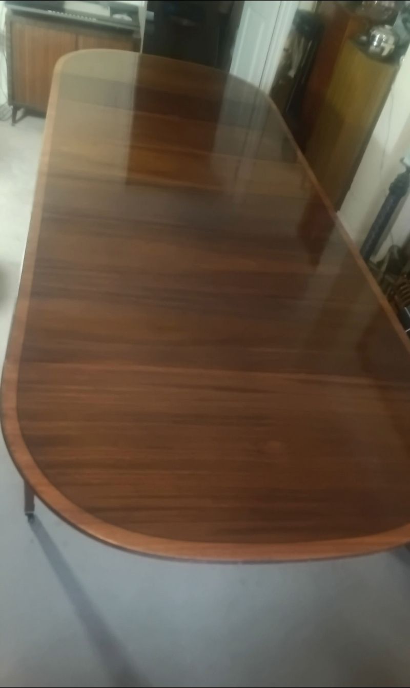 Huge Reduction.. Stunning.. !! Regency Sty.E Mahogany And Satinwood Extending Dining Table With Set Of 6 Chairs. photo buy