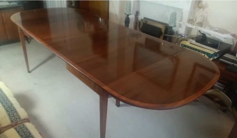 500.0 Huge Reduction.. Stunning.. !! Regency Sty.E Mahogany And Satinwood Extending Dining Table With Set Of 6 Chairs. photo