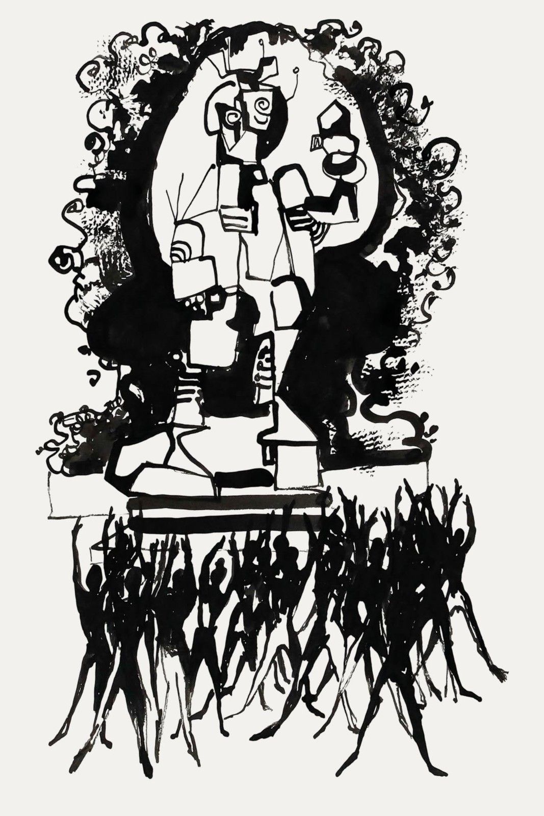 Charlotte Heister (1921 1998) Mid 20th Century India Ink, Worship