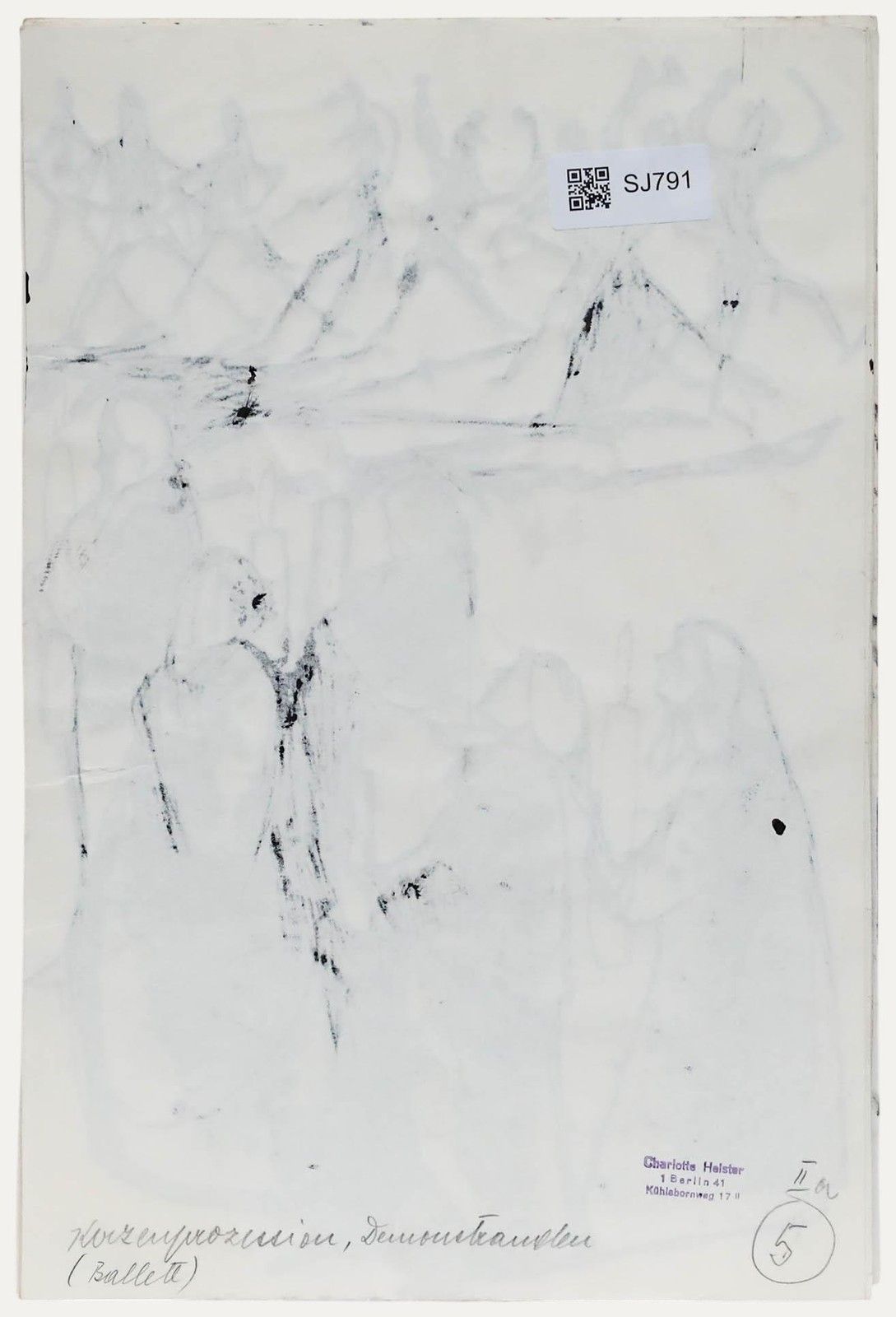 Charlotte Heister (1921 1998) Mid 20th Century India Ink, Procession photo for sale