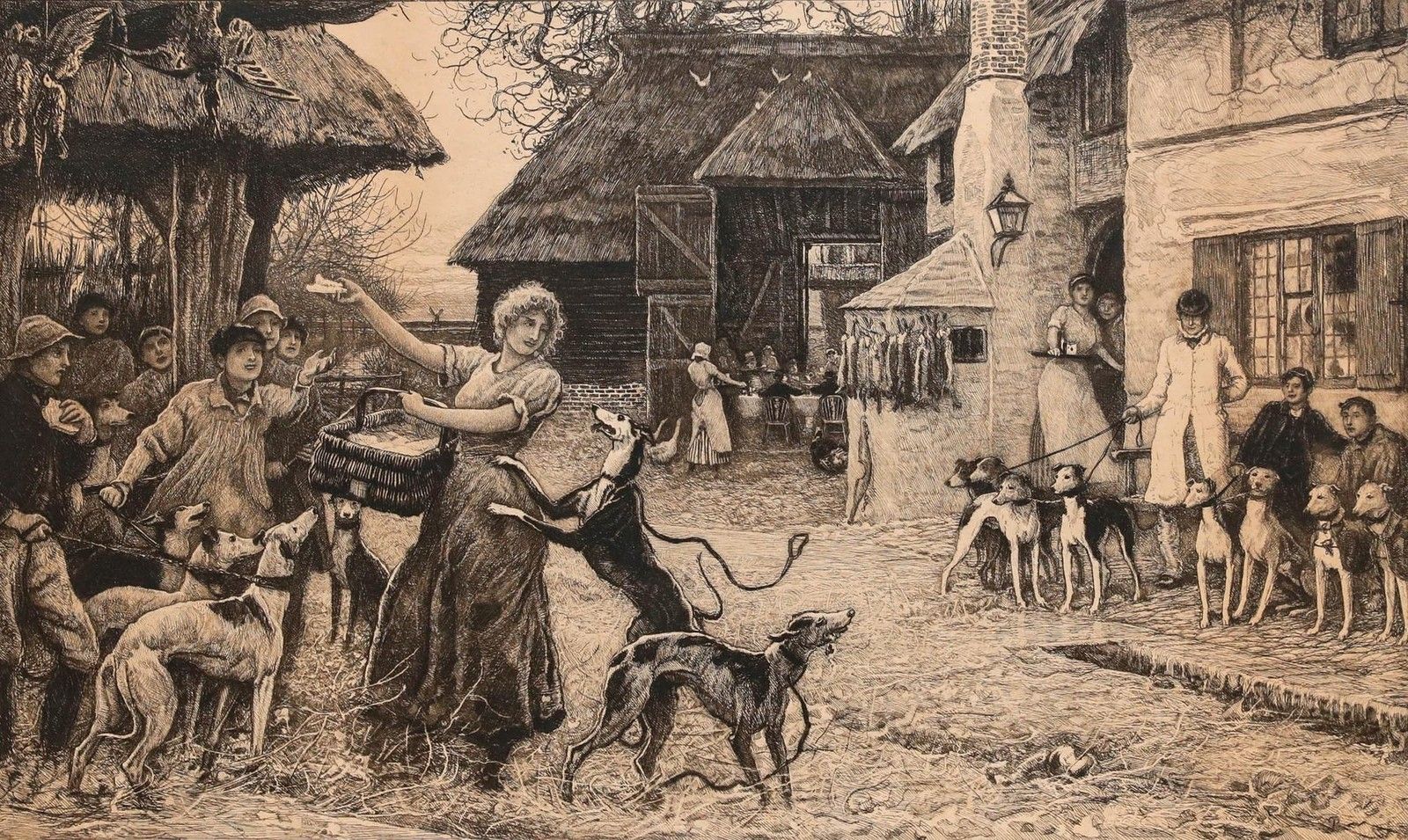 Robert Walker Macbeth Ra (1848 1910) 1903 Etching, Lady & The Lurchers photo furniture