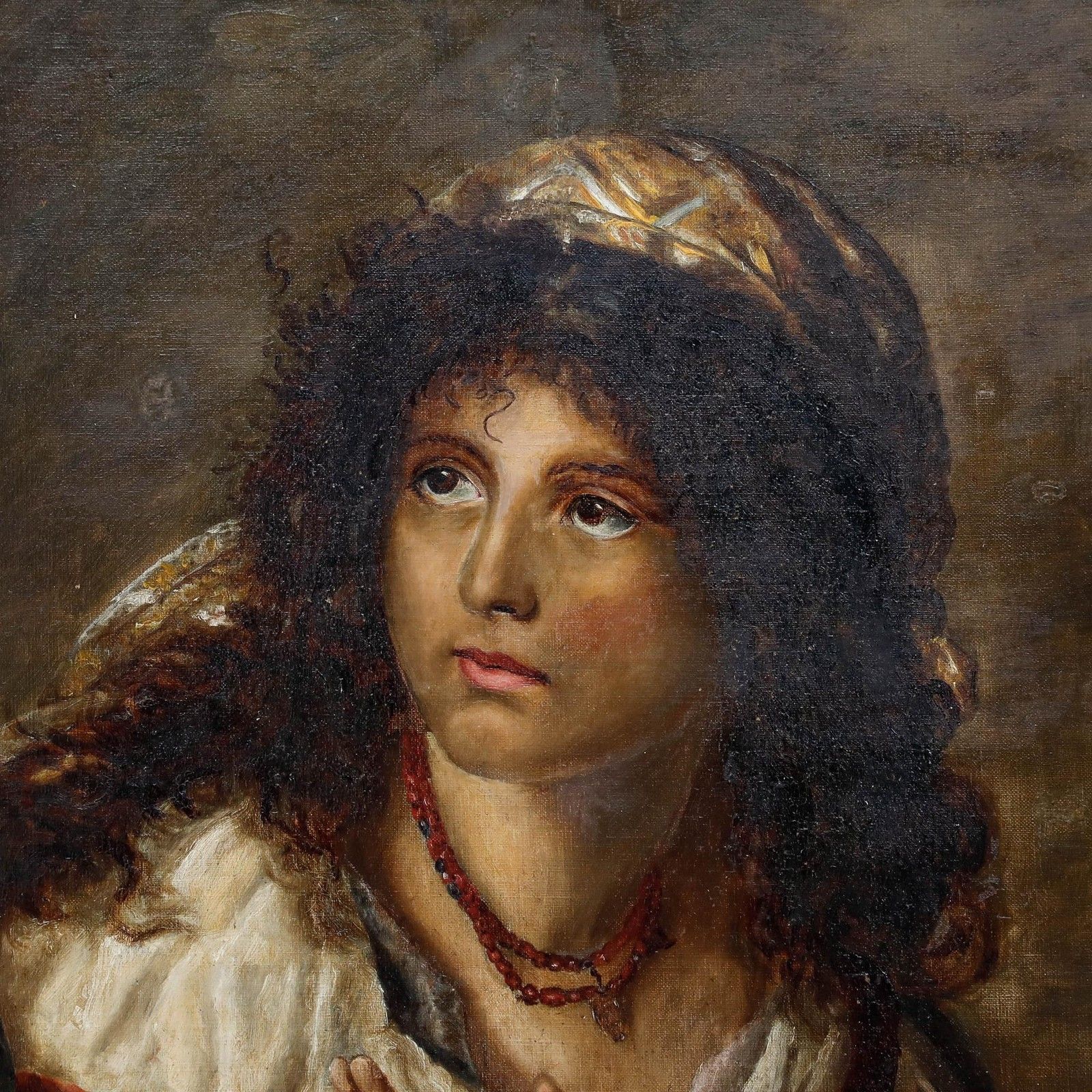 K. Mellor After Nathaniel Schmitt 19th Century Oil, The Gypsy Girl photo 450.0