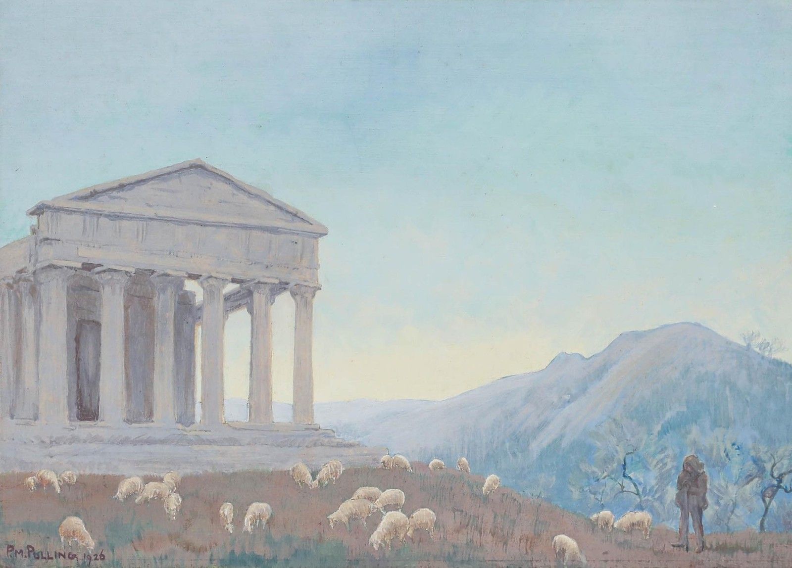 Phyllis Mary Pulling (1892 1951) 1926 Gouache, Sicilian Pastoral photo furniture