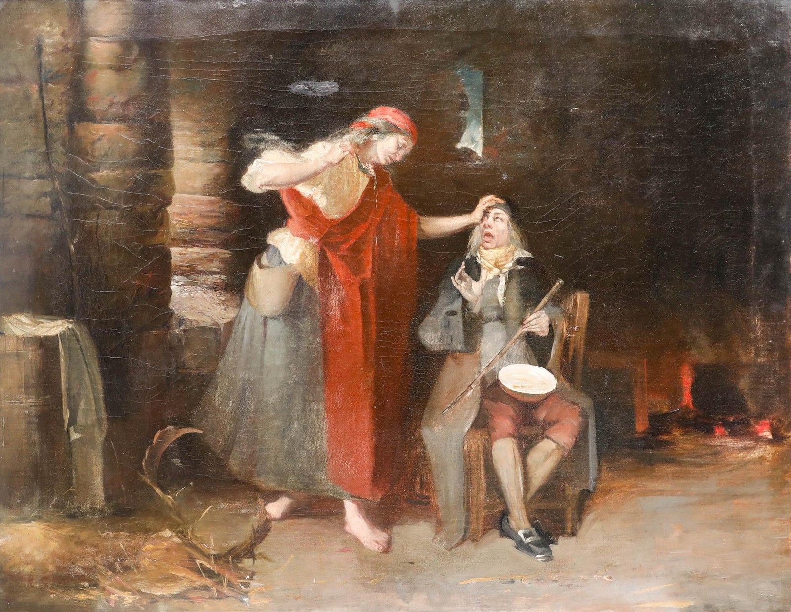 19th Century Oil The Reluctant Patient photo furniture