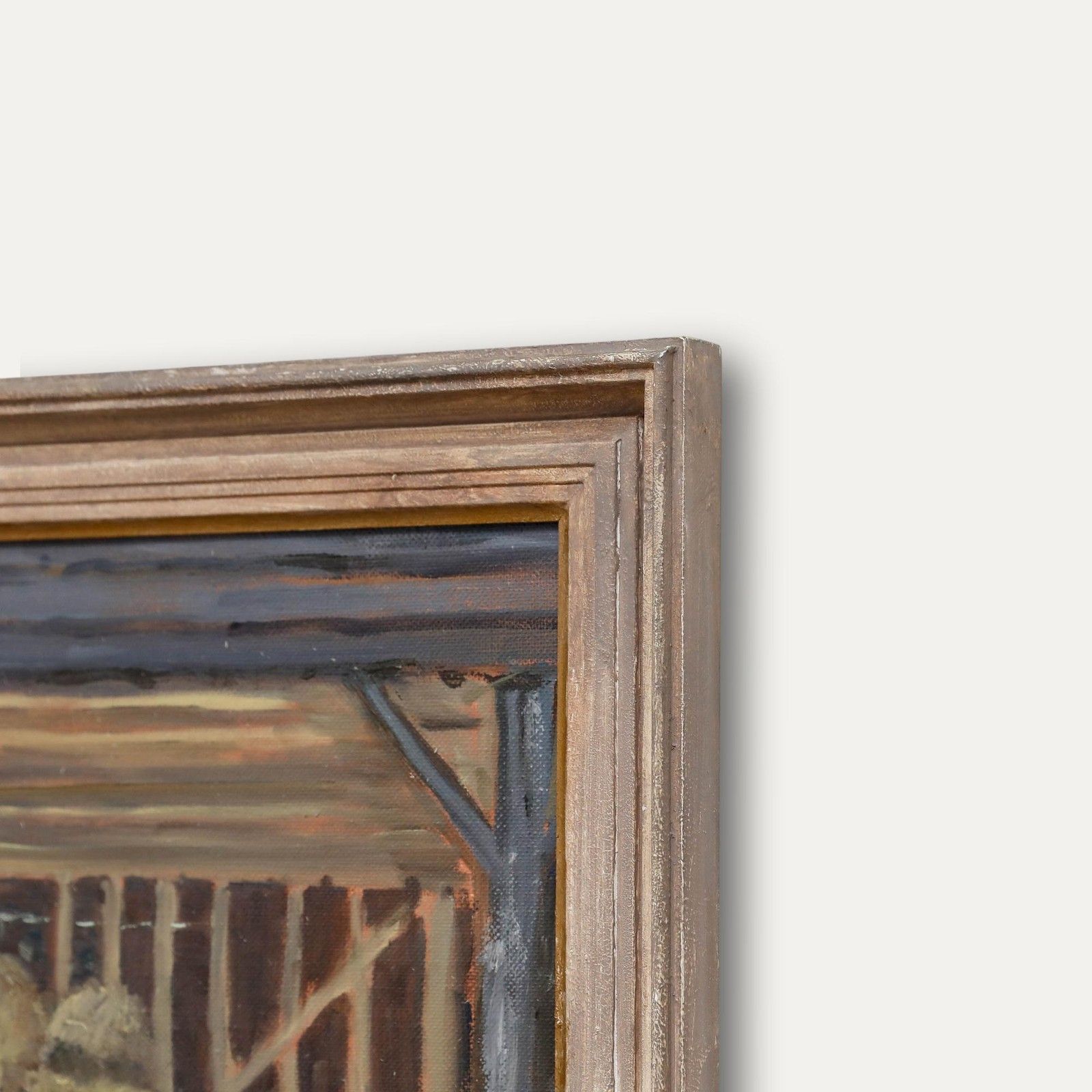 Sheila Edwards Framed 20th Century Oil, Chickens In A Straw Barn photo 195.0