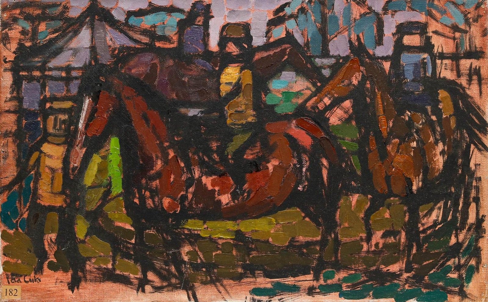 Ida Cooke (1909 1982) Mid 20th Century Oil, Horse Racing photo furniture