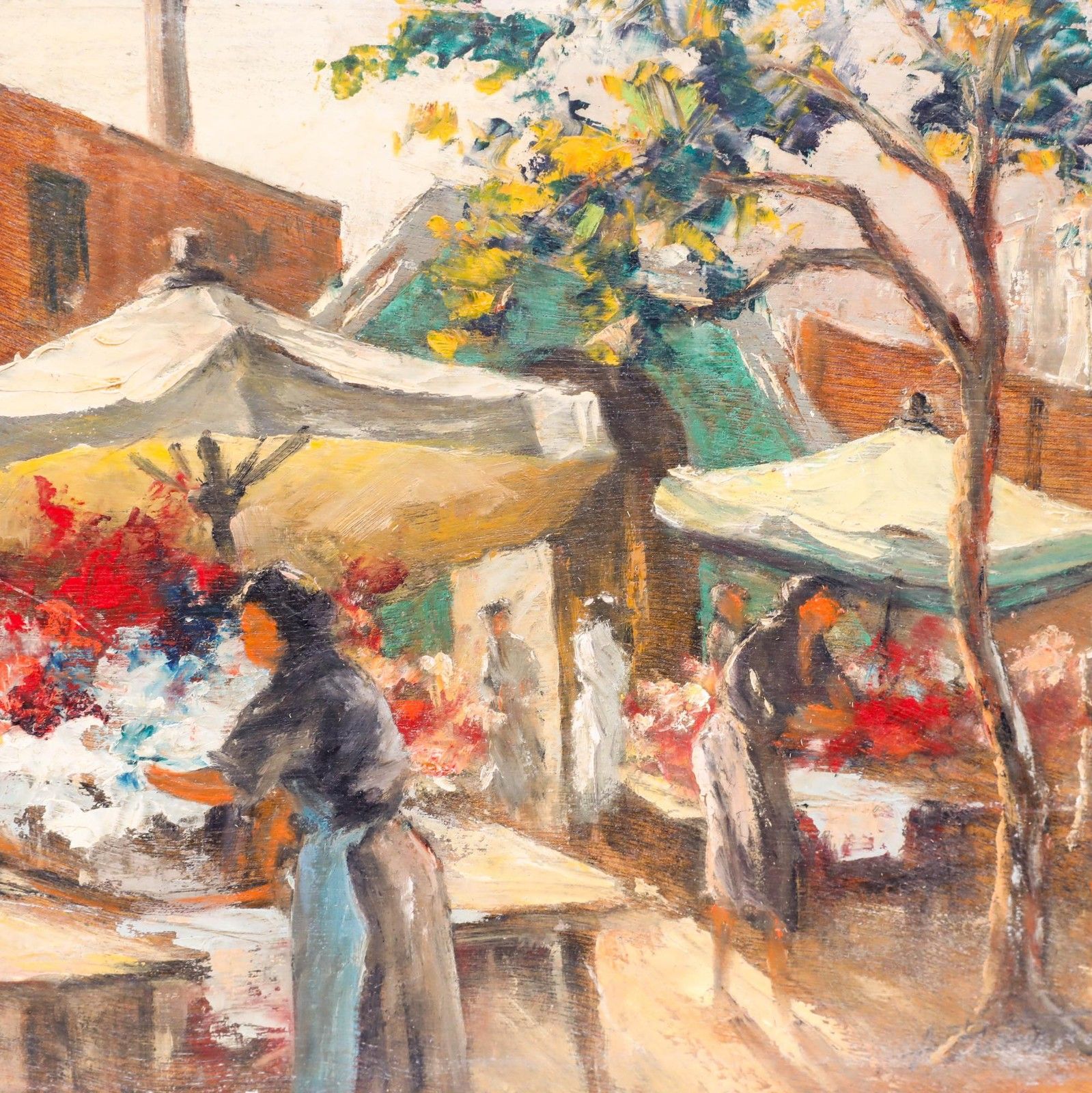 Continental School Early 20th Century Oil Flower Market photo Art