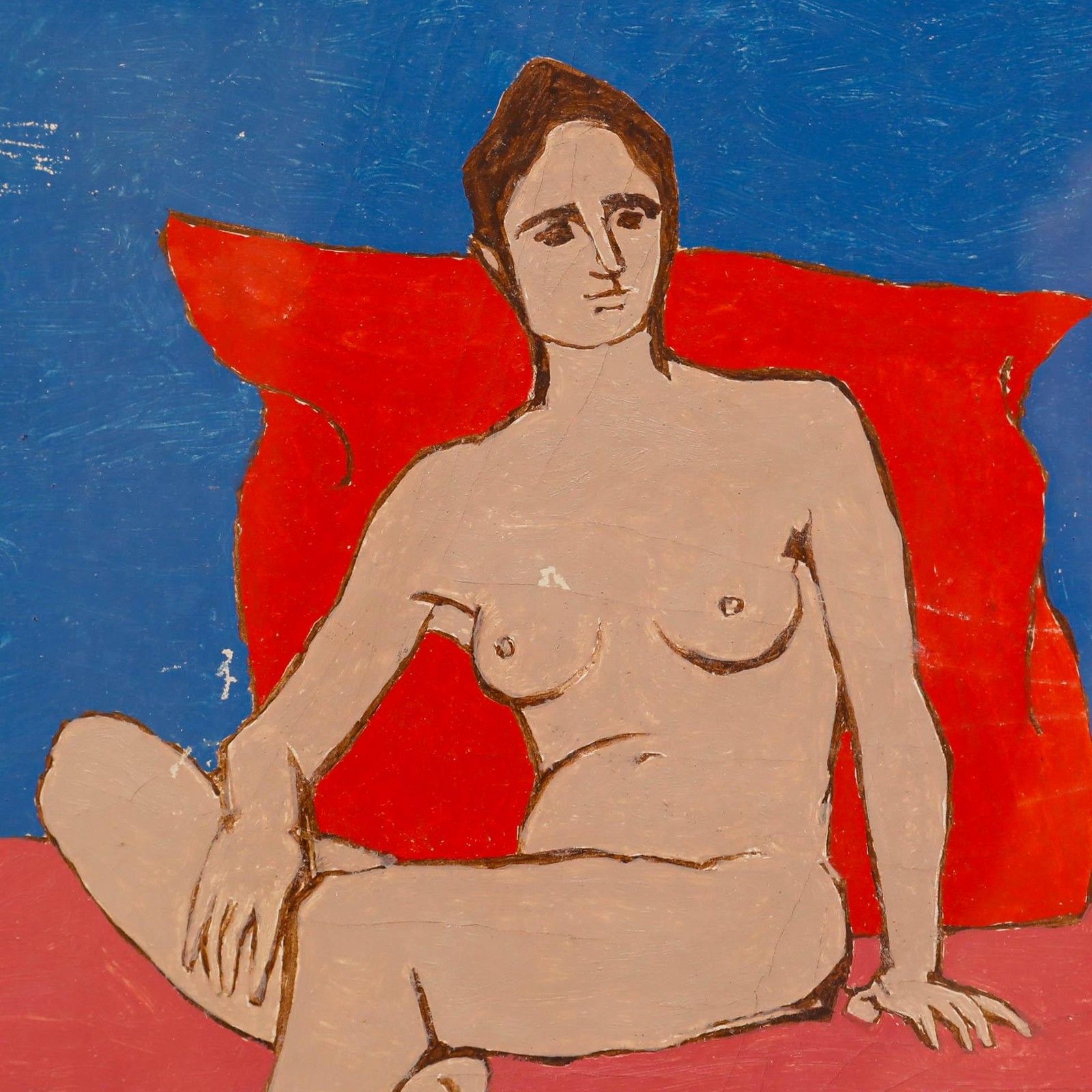 Georges Eugene Delhomme (1904 1989) 20th Century Oil, The Red Cushion photo Art