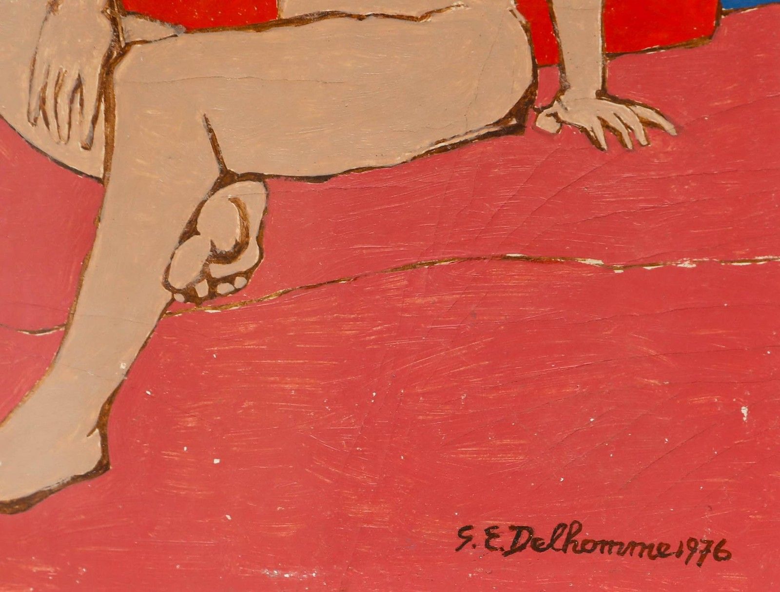 Georges Eugene Delhomme (1904 1989) 20th Century Oil, The Red Cushion photo vinterior