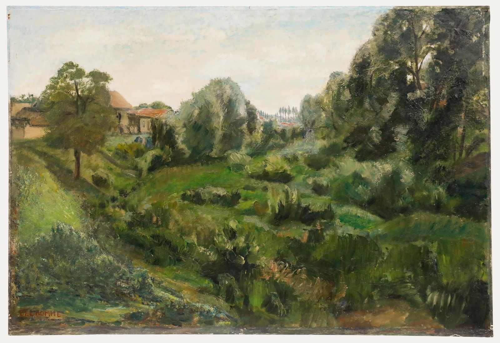 Georges Eugene Delhomme (1904 1989) 20th Century Oil, Small Arm Of The Marne