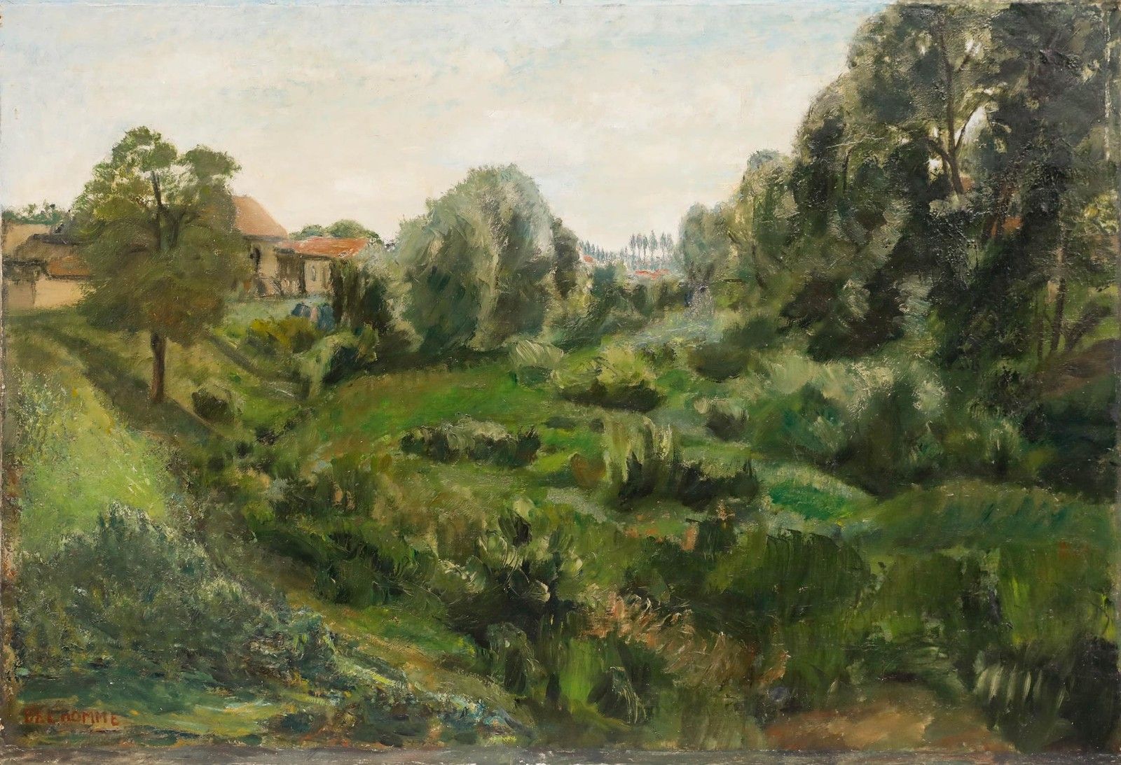Georges Eugene Delhomme (1904 1989) 20th Century Oil, Small Arm Of The Marne photo furniture