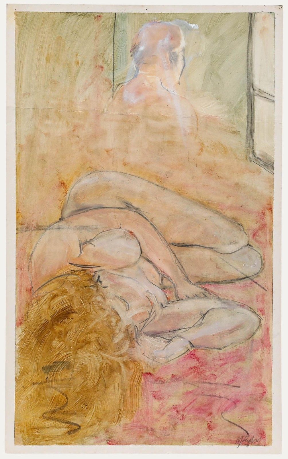 Marion E. Taylor (B.1948) Contemporary Oil, Reclining Nude