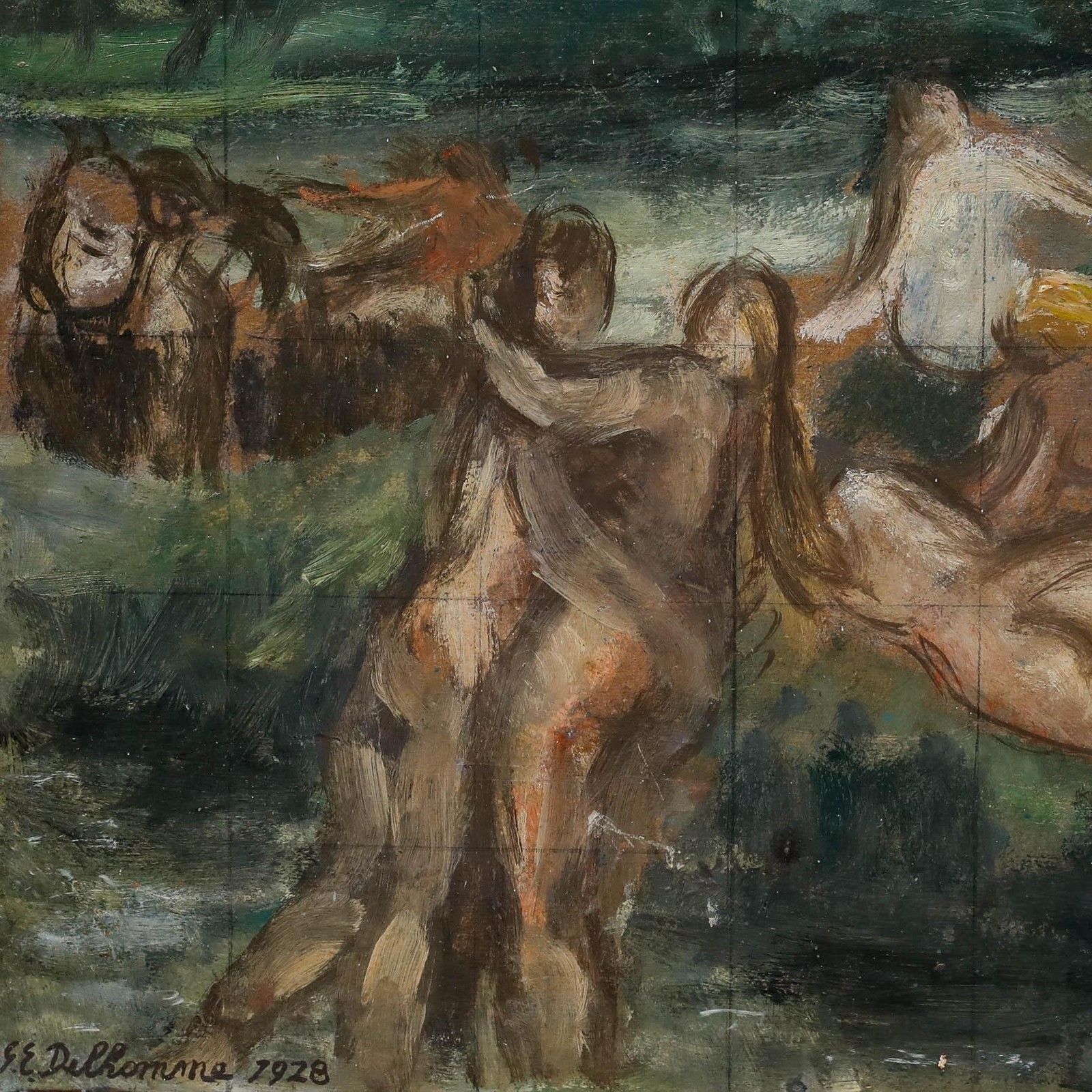 Georges Eugene Delhomme (1904 1989) 1928 Oil, Figures In A Landscape photo Art