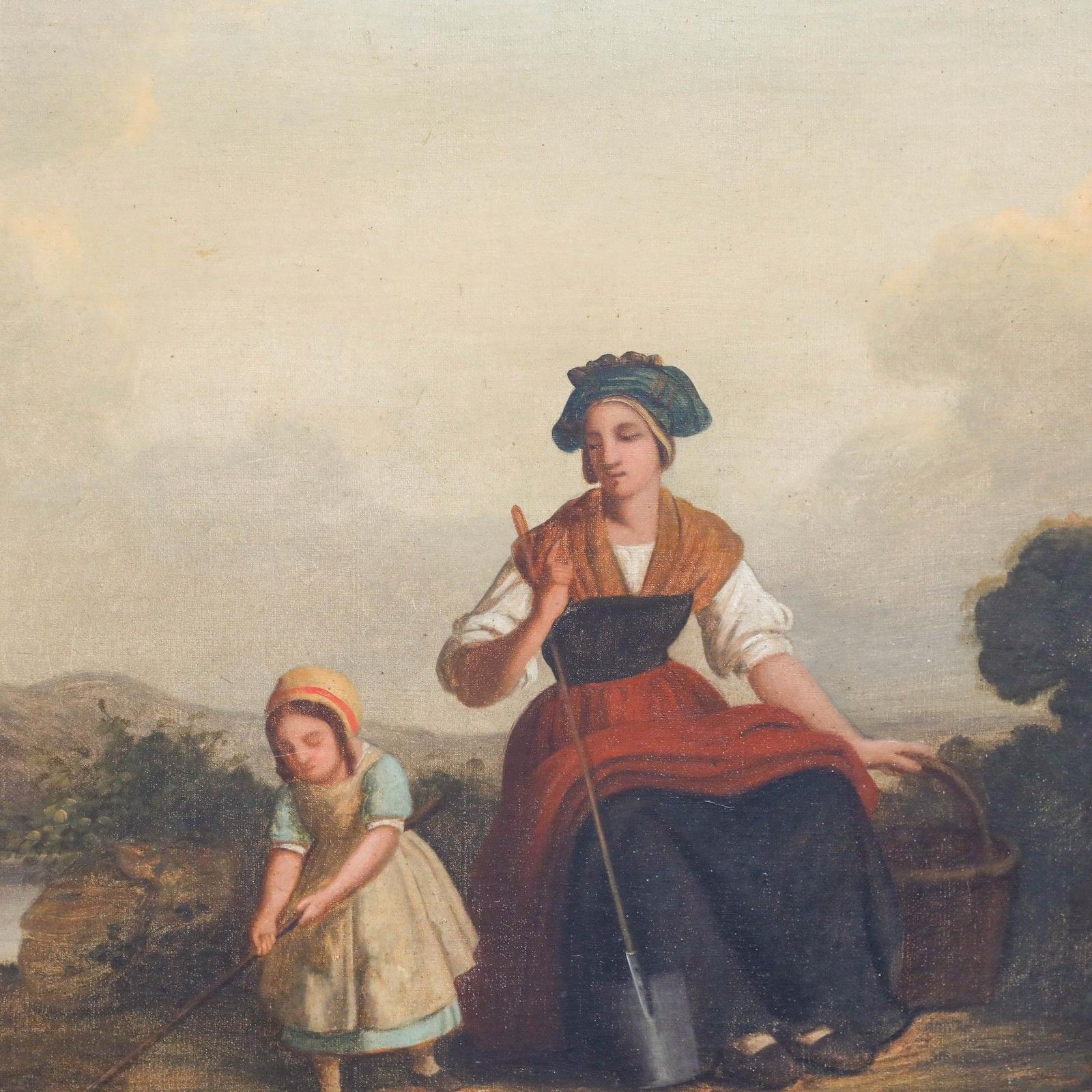 Friedrich Küpper (C.1830 1888) Mid 19th Century Oil, Tending To The Garden photo Art