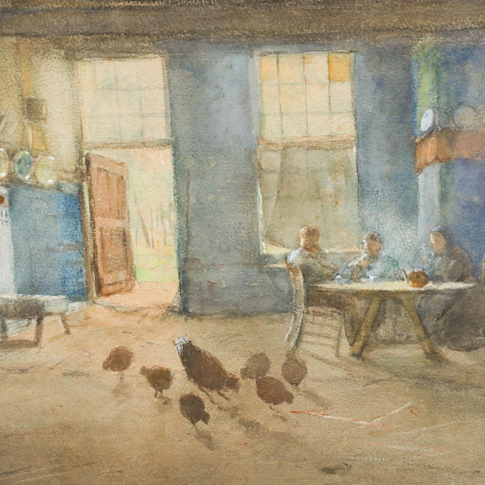 Jan Harm Weijns (1864 1945) Framed Watercolour, Tea Break In The Barn photo Art