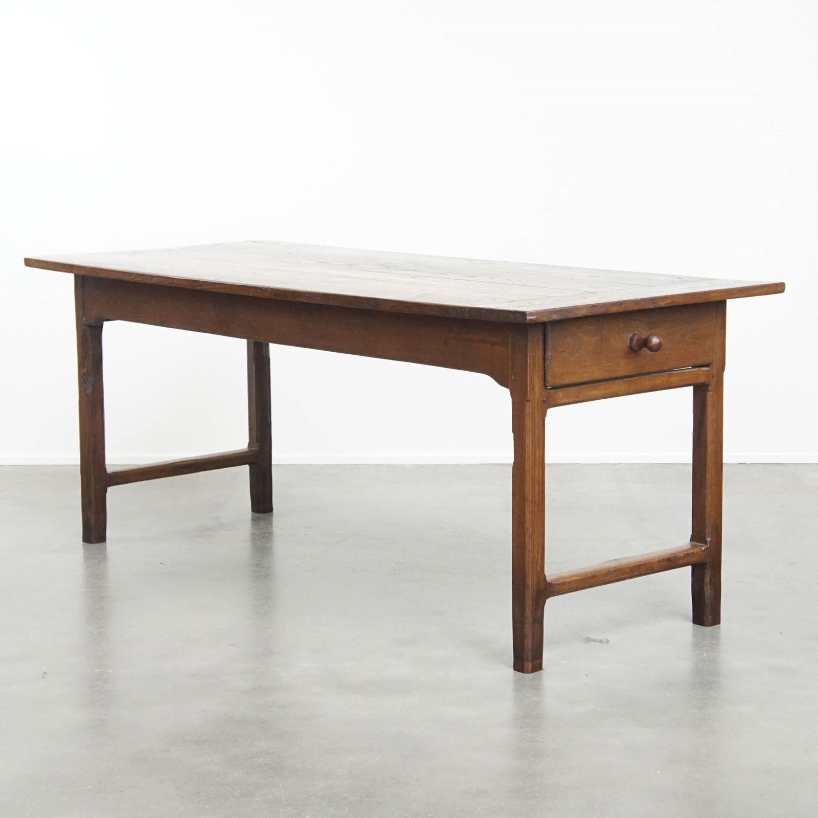 Beautiful Original Antique French Farm Chestnut Wood Dining Table For 4 To 6 People With Two Drawers From The Early 19th Century