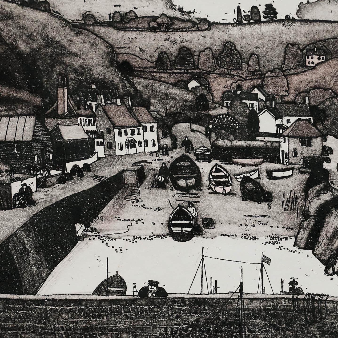Graham Clarke (B.1941) 20th Century Etching, Mullion Cove photo Art